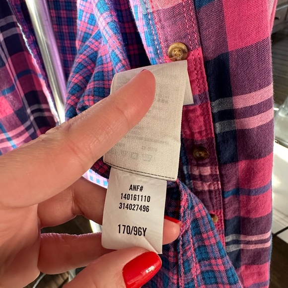 Abercrombie & Fitch Plaid Pink and different shades of blue Size Large - Picture 9 of 9